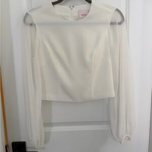 Cinq à Sept Cream Blouse with Sheer Sleeves